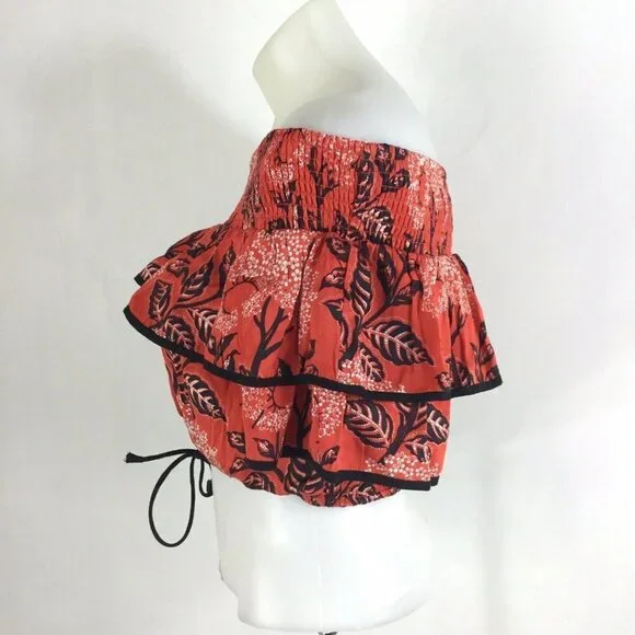 Kopal Printed Off the Shoulder Biji Ruffle Crop - Picture 3 of 8